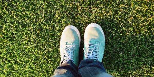 Someone Standing in the Yard on Green Grass
